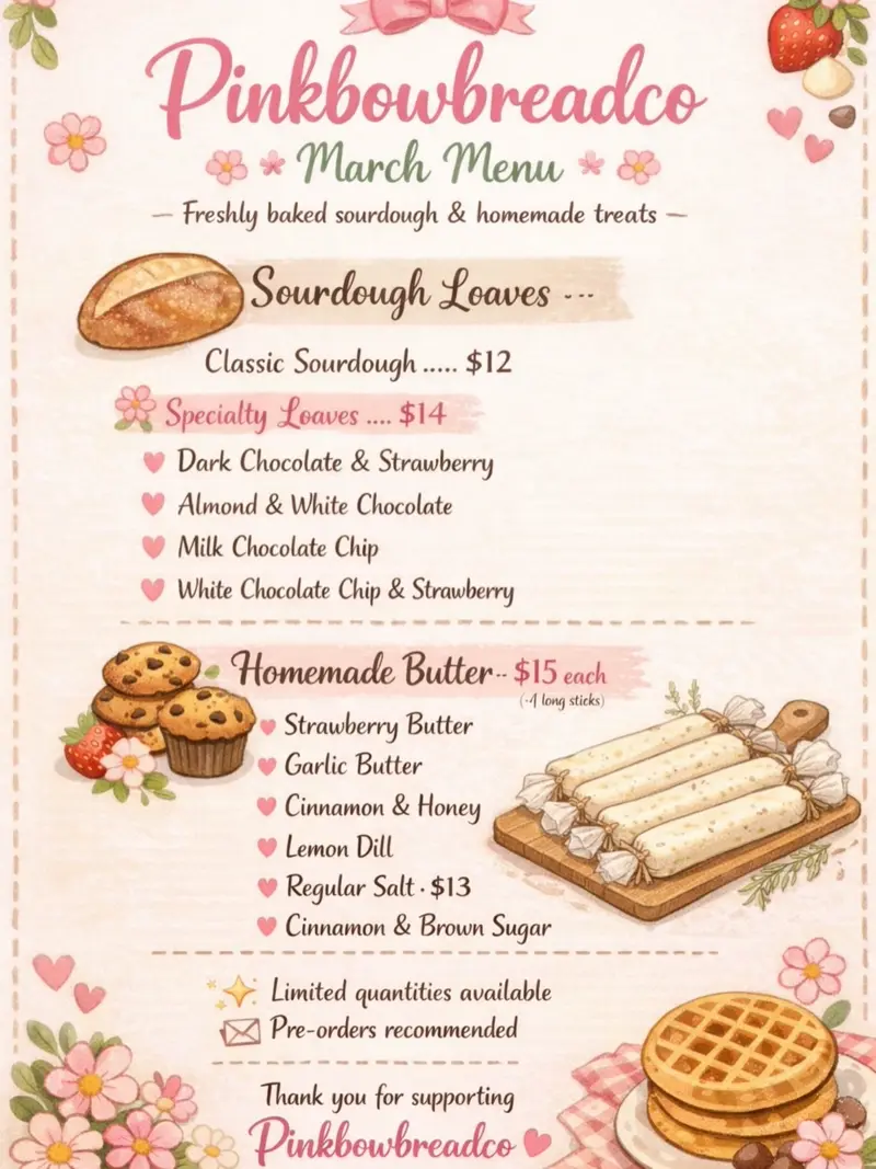 March 2026 illustrated menu