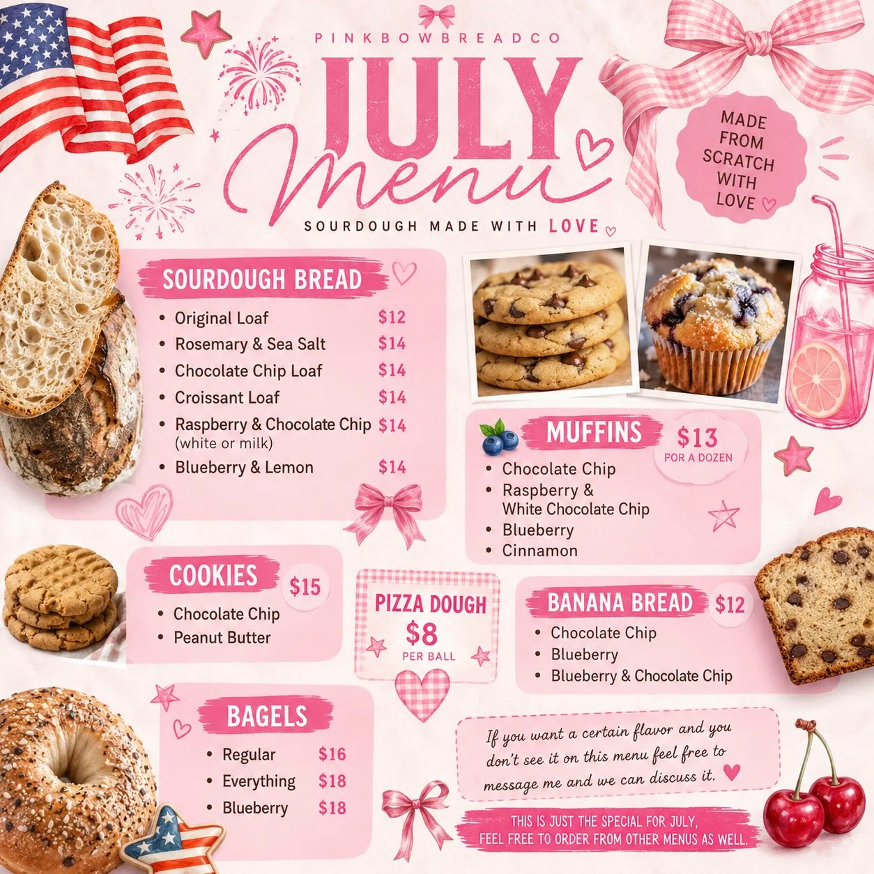 July 2026 illustrated menu
