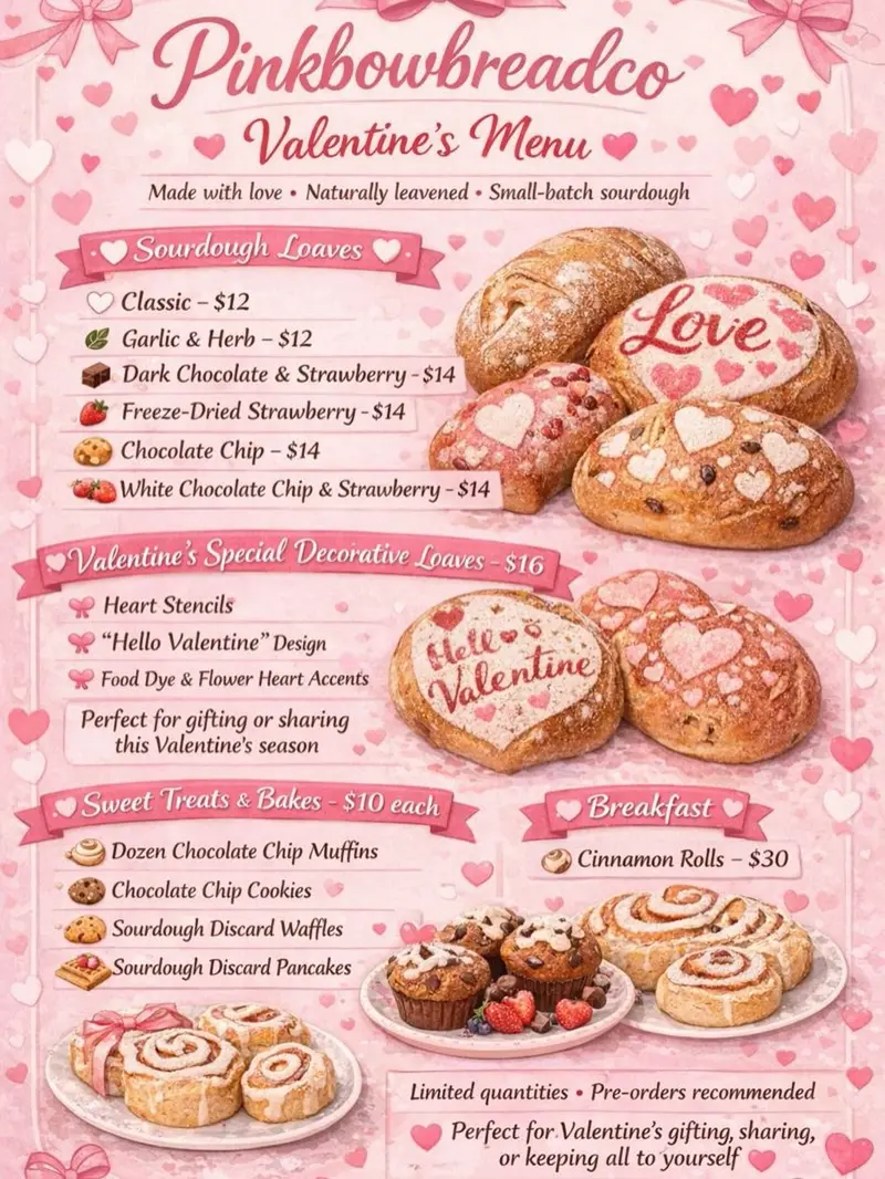 Valentine's Day illustrated menu